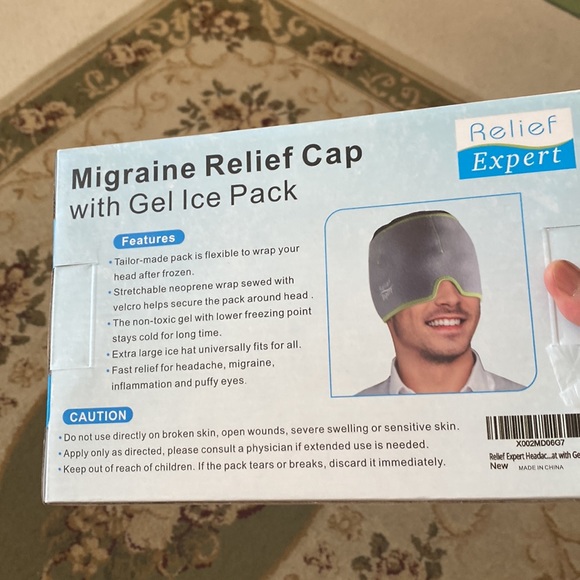 Migraine Relief Cap With Gel Ice Pack Soothe Pain & Relieve Fatigue - Picture 9 of 10